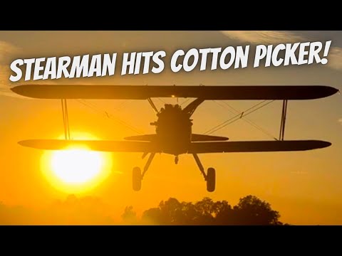 airplane hits cotton picker